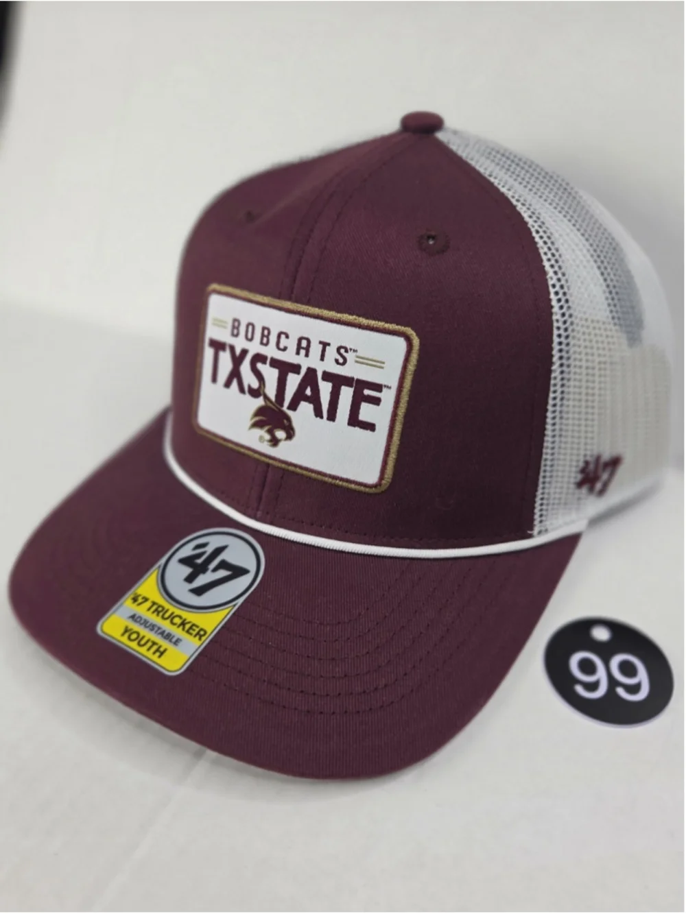 '47 Brand Texas State Bobcats YOUTH Trucker Snapback Cap Maroon White NWT #99